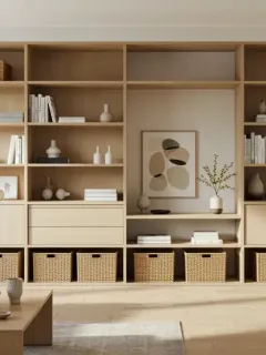 Organized living room with smart storage solutions