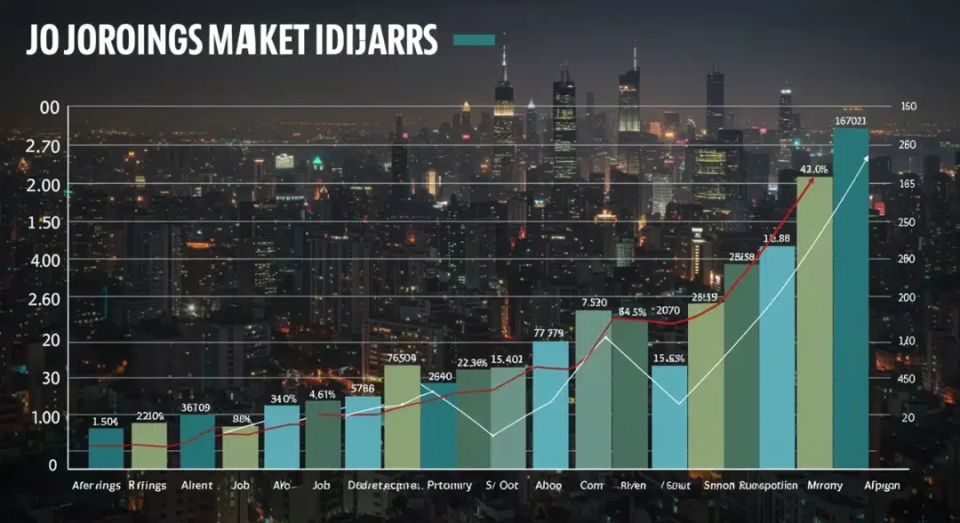 Labor market indicators chart with city background.