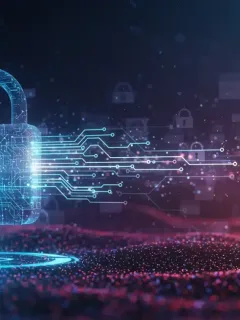 Futuristic digital padlock securing data on interconnected devices for 2026
