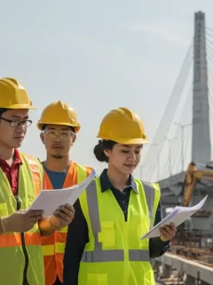 Construction workers building new infrastructure, symbolizing job growth