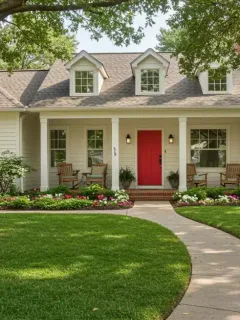 A charming house with excellent curb appeal, featuring a manicured garden and inviting front door.
