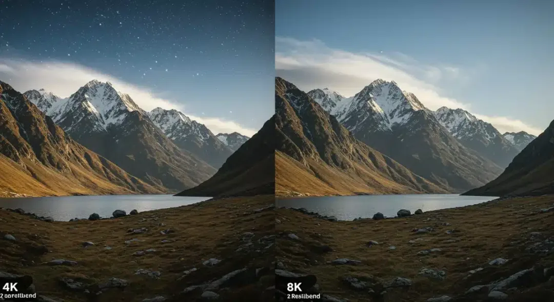 Visual comparison: 4K vs. 8K resolution, demonstrating enhanced detail in the 8K image.
