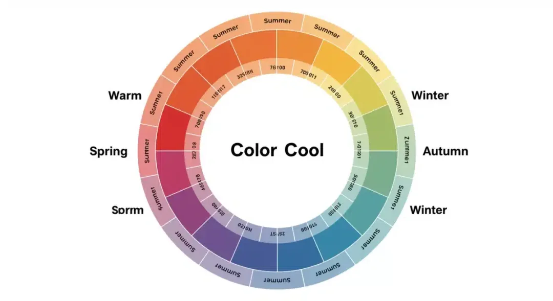 Detailed color wheel illustrating warm and cool seasonal tones for analysis.