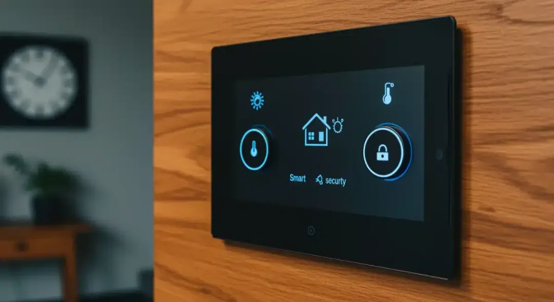 Integrated smart home control panel on a wall