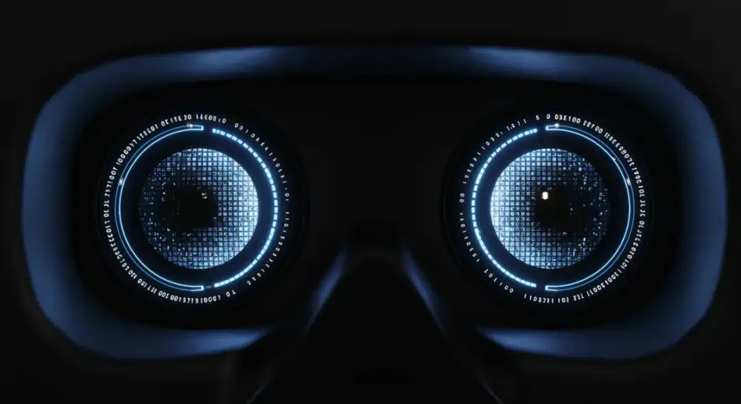 Close-up of high-resolution VR headset lens with eye-tracking