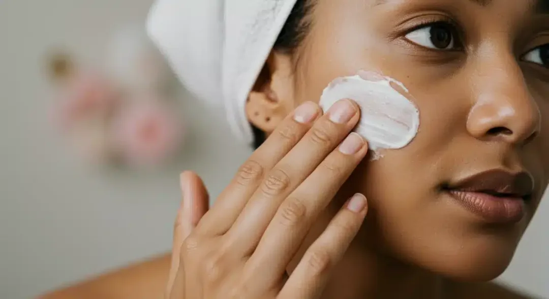 Person applying a face mask for a relaxing skincare ritual