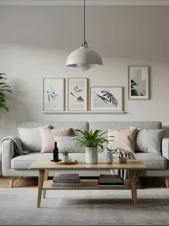 Organized living room embodying a decluttered home aesthetic.