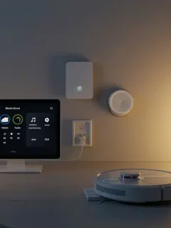 Modern living room with integrated smart home devices
