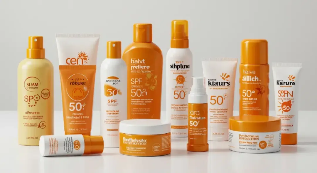 Assortment of SPF products for diverse sun protection needs