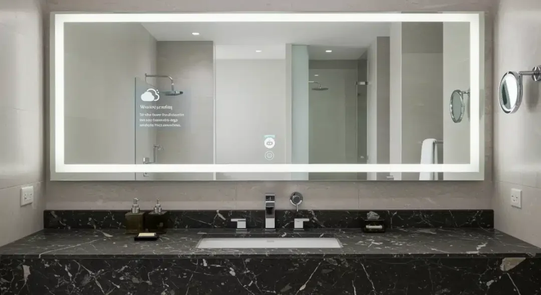 Elegant bathroom vanity with smart mirror technology
