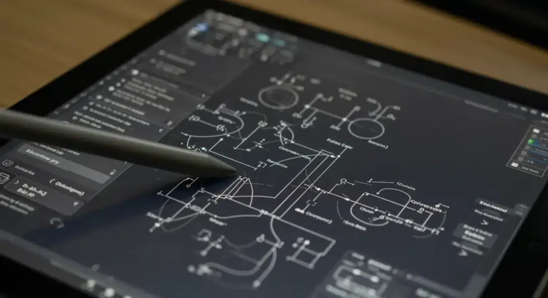 Tablet screen showing detailed notes and diagrams, ideal for student learning.