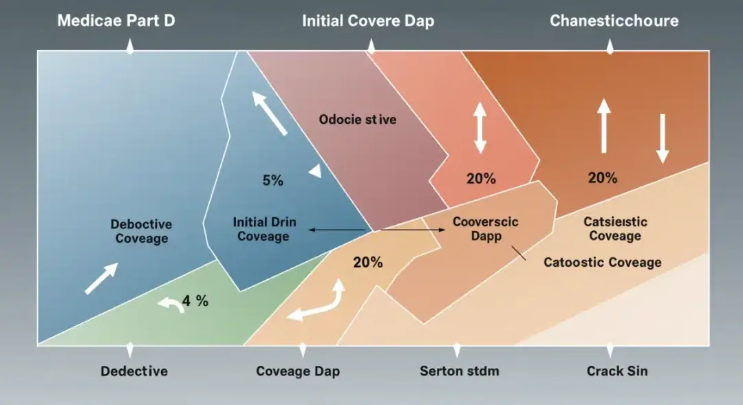 Infographic detailing Medicare Part D coverage phases and 2026 changes.