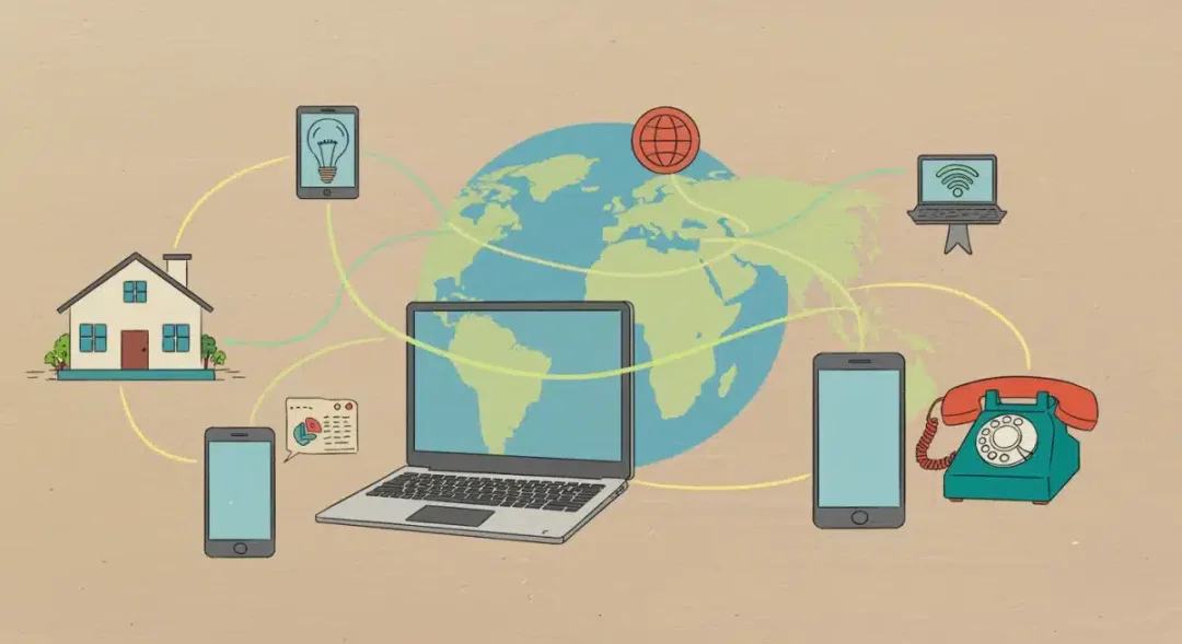 Diagram showing universal internet connectivity and digital inclusion