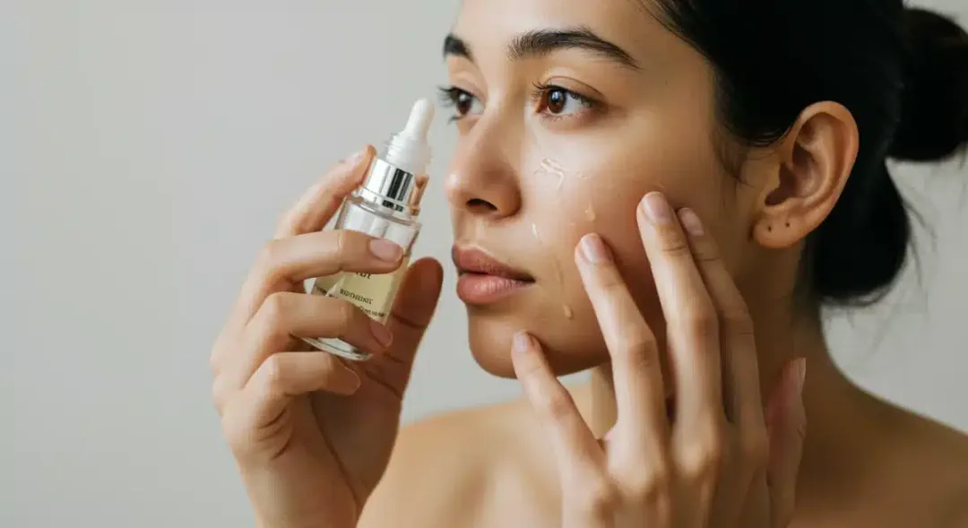 Person applying anti-aging serum for improved skin texture and elasticity