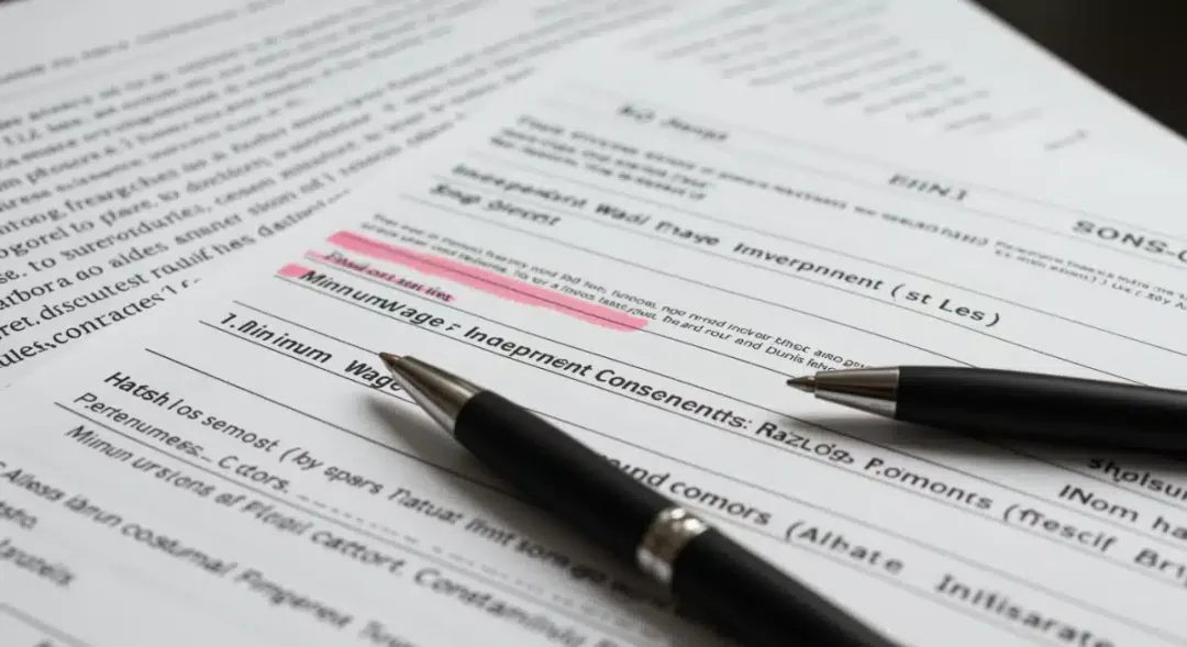 Legal document highlighting minimum wage and paid leave for independent contractors