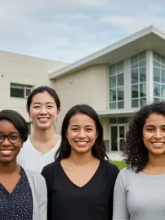 Diverse group smiling after receiving healthcare benefits