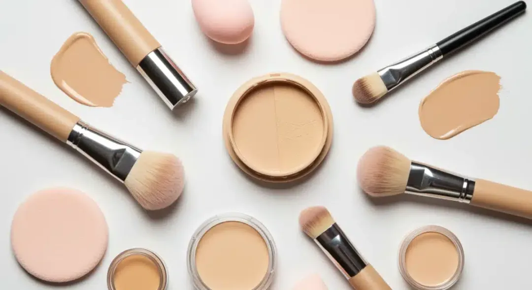 Assortment of foundation types and application tools for diverse coverage.