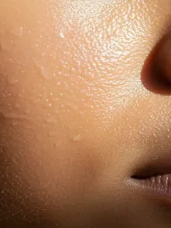 Radiant glowing skin close-up with natural luminosity