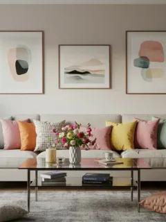 Modern living room with affordable home decor items under 30 dollars