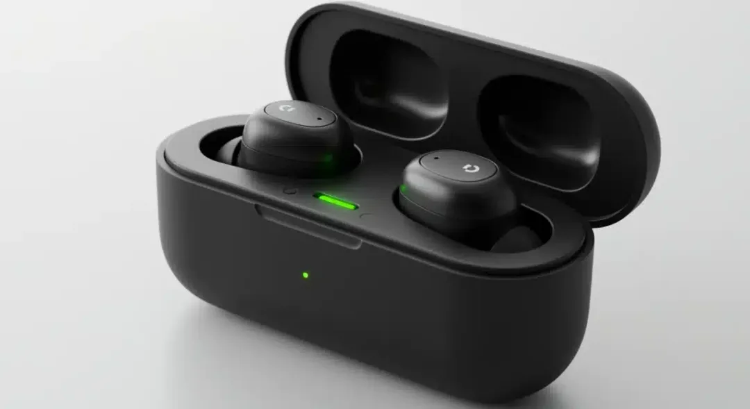 Premium wireless earbuds charging case close up view